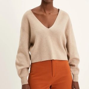 Frank & Oak the Boxy Deep-V Sweater in Black